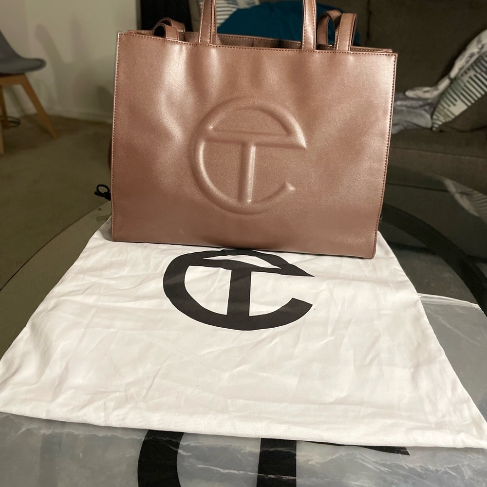 Brand new medium Brown Telfar Bag with duster and original packaging